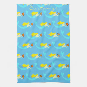 Cute Blonde Mermaid with Star Thunder_Cove Kitchen Towel