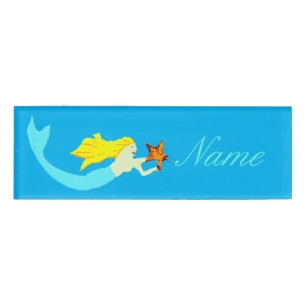 Cute Blonde Mermaid with Star Thunder_Cove Name Tag