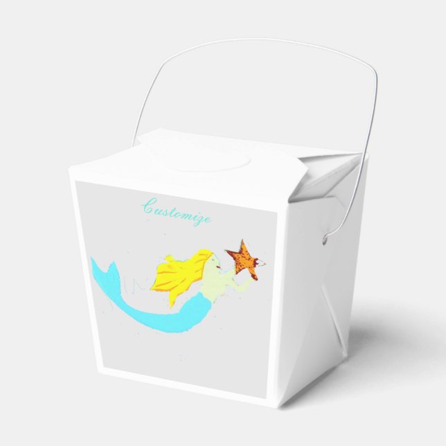 Cute Blonde Mermaids with Star Thunder_Cove Favor Box (Front Side)