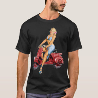 Cute Blonde On Vintage Red Scooter  T-Shirt