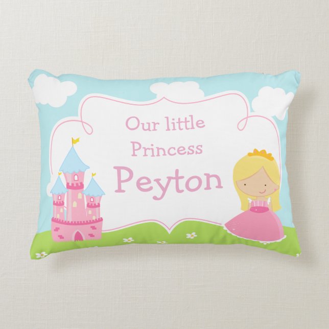 Cute Blonde Our Little Princess Accent Pillow (Front)