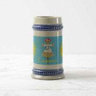 Cute Blonde Pigtails Scarecrow Beer Stein