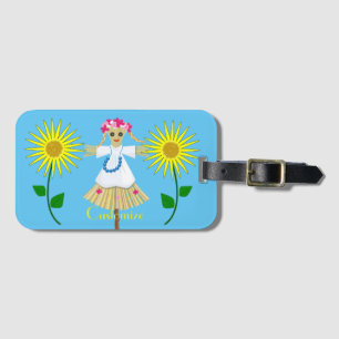 Cute Blonde Pigtails Scarecrow Luggage Tag