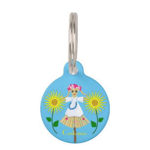 Cute Blonde Pigtails Scarecrow Pet Tag