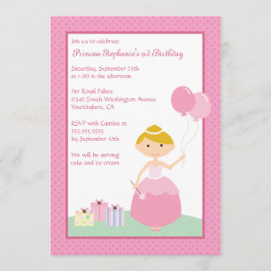 Cute blonde princess birthday party invitation