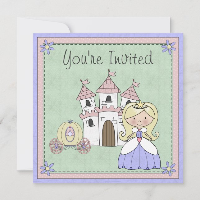 Cute Blonde Princess Fairy Tale Birthday Invitatio Invitation (Front)