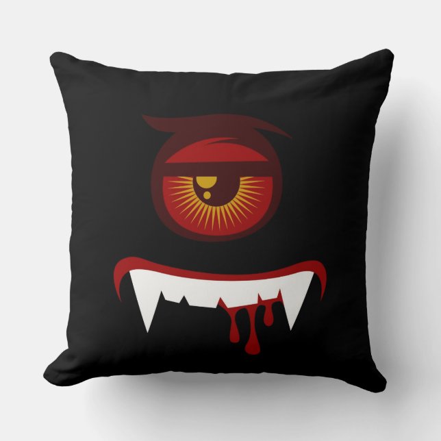 Cute blood monster face throw pillow (Front)