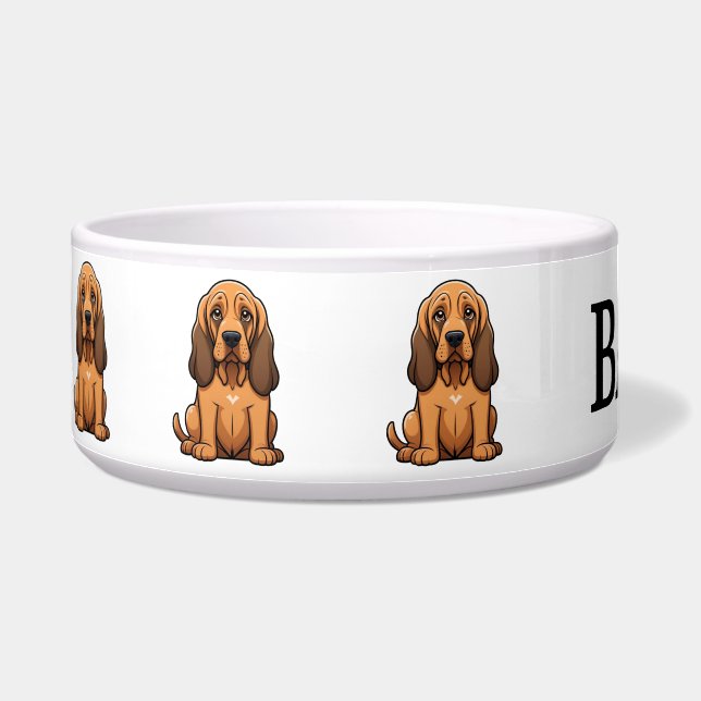 Cute Bloodhound Personalize Bowl (Left)