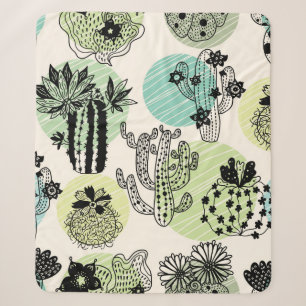 Cute blooming cactuses. Hand drawn seamless patter Sherpa Blanket