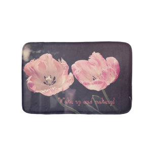 Cute Blooming Tulips -Personalized Bath Mat