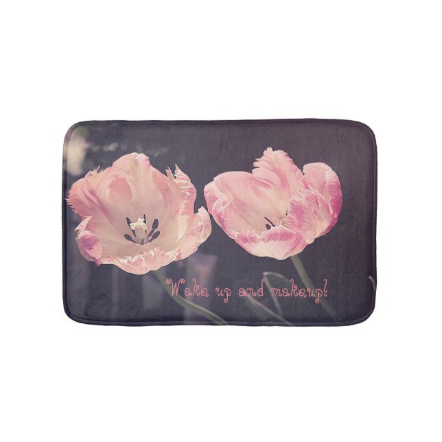 Cute Blooming Tulips -Personalized Bath Mat (Front)