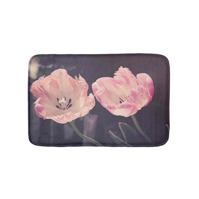 Cute Blooming Tulips -Personalized Bath Mat (Front)