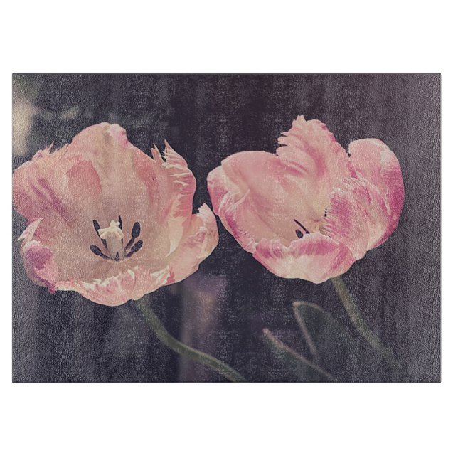 Cute Blooming Tulips -Personalized Cutting Board (Front)