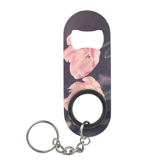 Cute Blooming Tulips -Personalized Keychain Bottle Opener (Front)