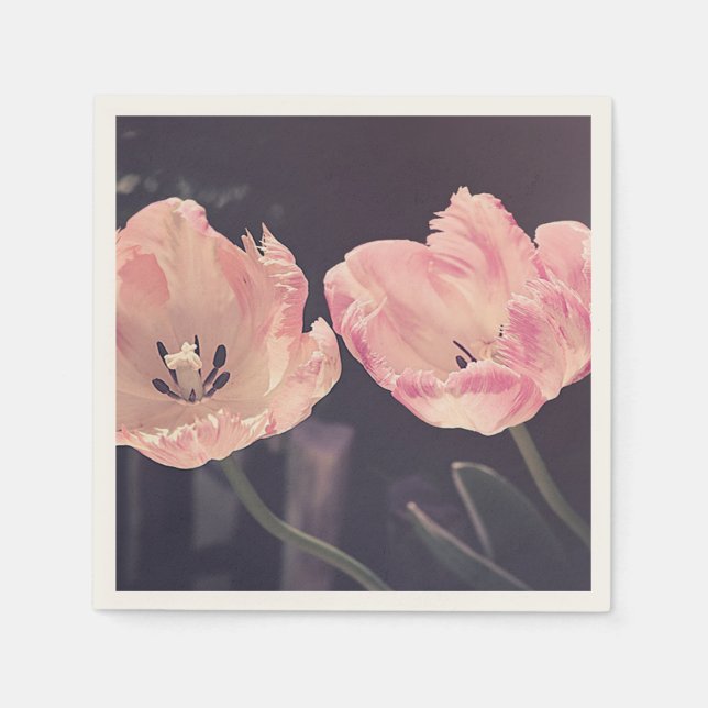 Cute Blooming Tulips -Personalized Napkin (Front)