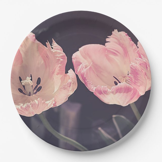 Cute Blooming Tulips -Personalized Paper Plate (Front)