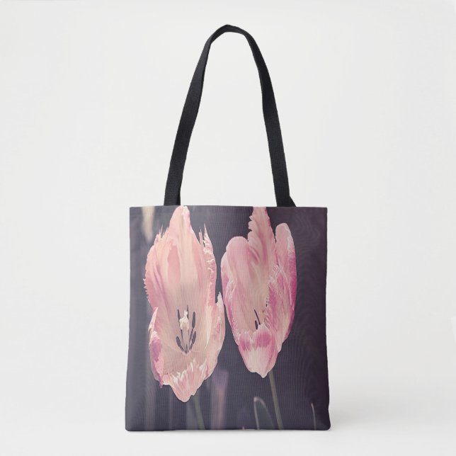 Cute Blooming Tulips -Personalized Tote Bag (Front)