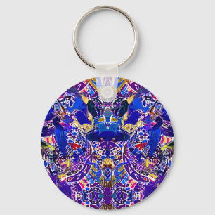 Cute blue abstract elements keychain