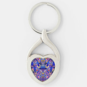 Cute blue abstract elements keychain