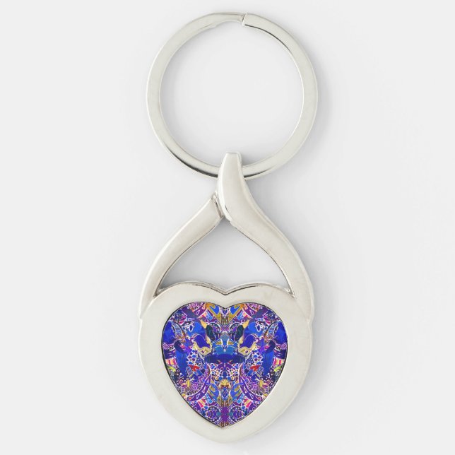 Cute blue abstract elements  keychain (Front)