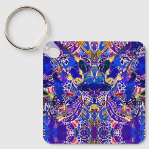 Cute blue abstract elements keychain