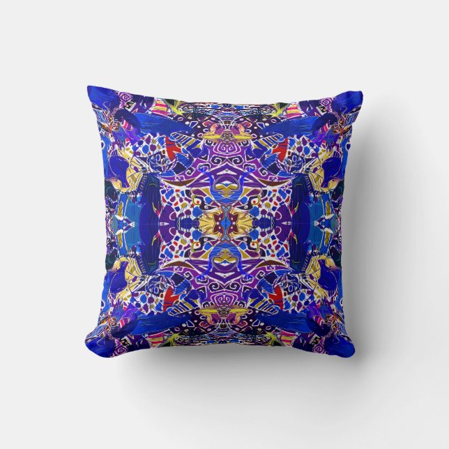 Cute blue abstract elements  throw pillow (Front)