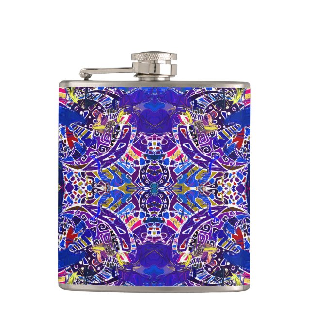 Cute blue abstract elements  throw pillow hip flask (Front)