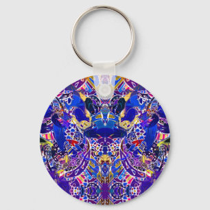 Cute blue abstract elements throw pillow keychain