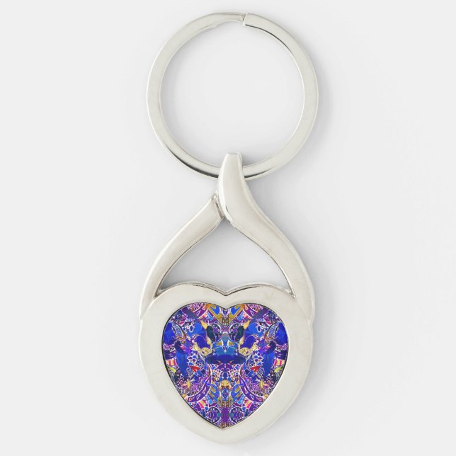 Cute blue abstract elements  throw pillow keychain (Front)