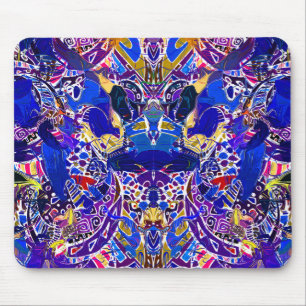 Cute blue abstract elements throw pillow mouse pad