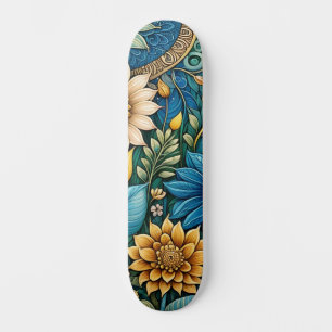 Cute Blue Abstract Sunflower Design Wide Street  Skateboard