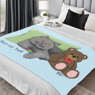 Cute Blue Adorable Grey Best Cat Dad Father’s Day Fleece Blanket
