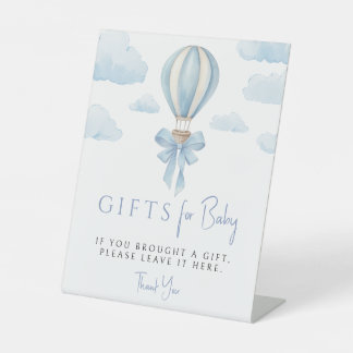Cute Blue Air Balloon Gifts for Baby Shower Sign