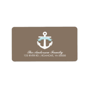 Cute Blue Anchor and Ribbon Nautical Baby Shower Label