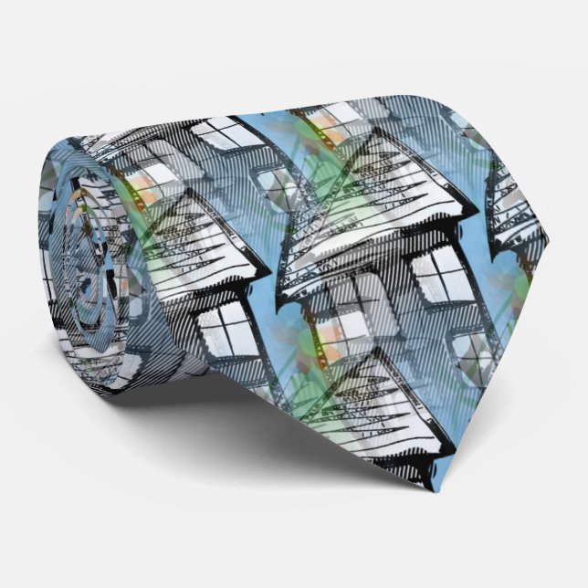 Cute Blue And Black Houses Real Estate Agent  Tie (Rolled)