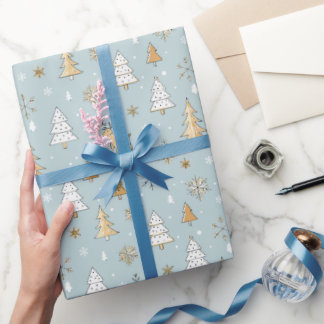 Cute Blue and Gold Christmas Wrapping Paper