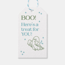 Cute Blue and Green Ghost Halloween Tag