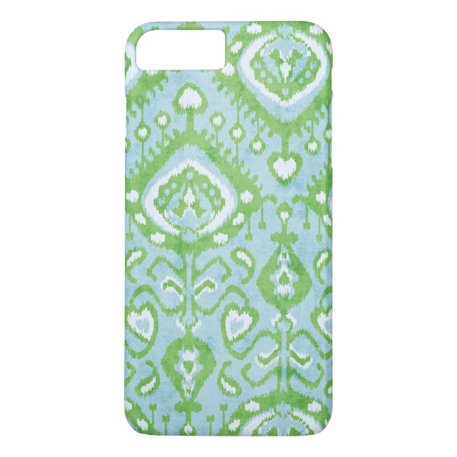 Cute blue and green ikat tribal patterns Case-Mate iPhone case (Back)