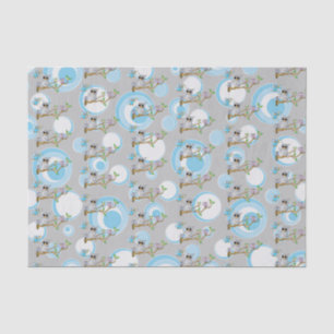 Cute Blue and Grey Baby Owls   Shower Theme Tissue Paper