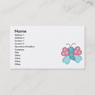cute blue and pink butterfly business card
