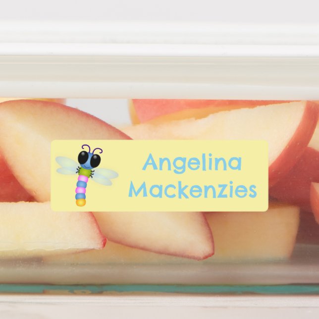 Cute blue and pink dragonfly cartoon personalized (Affixed)