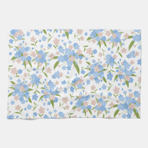 Cute Blue and Pink Floral Kitchen Towel