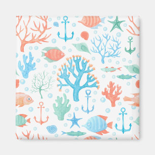 Cute Blue and Pink Nautical Magnet