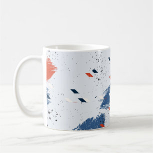 Cute Blue and Red Paint Splash and Brush Strokes Coffee Mug