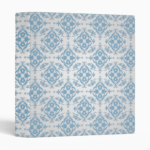 Cute Blue and Silver Damask Pattern Binder