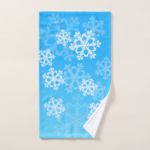 Cute blue and white Christmas snowflakes Hand Towel