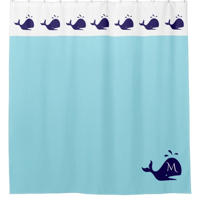 Cute Blue and White Custom Initial Whale (Front)