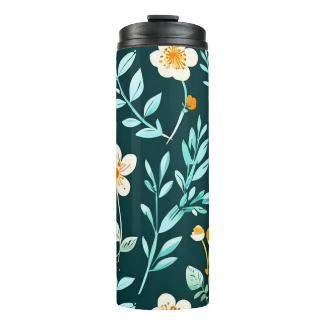 Cute Blue and White Floral  Thermal Tumbler (Front)