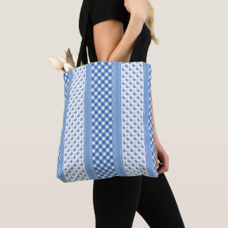 Cute blue and white modern trendy hearts  tote bag
