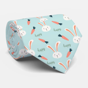 Cute Blue And White Rabbit Bunny Pattern Tie